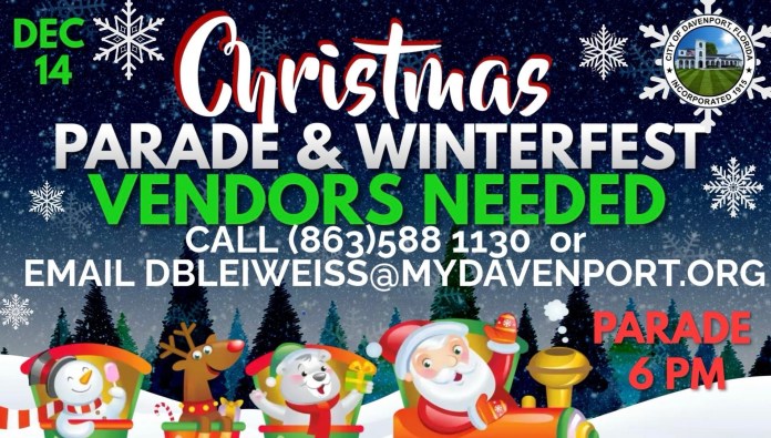 City of Davenport Christmas Parade and Winterfest Vendors Needed