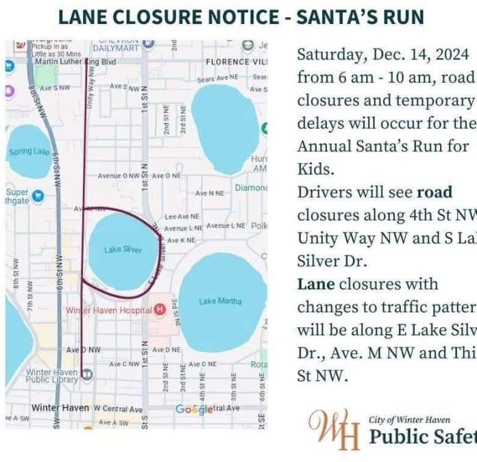 Road Closure Alert for Annual Santa’s Run