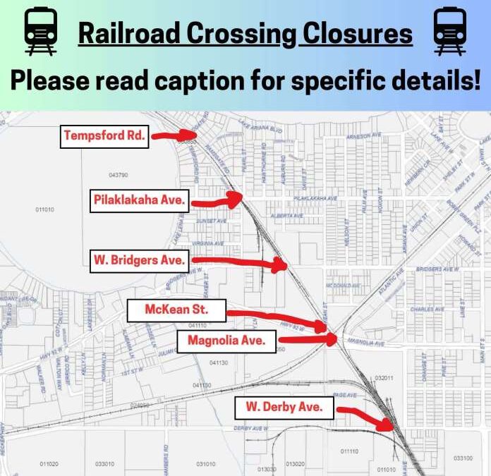 Several Auburndale Railroad Crossing Closures Scheduled Due to CSX Transportation’s Track Maintenance Project