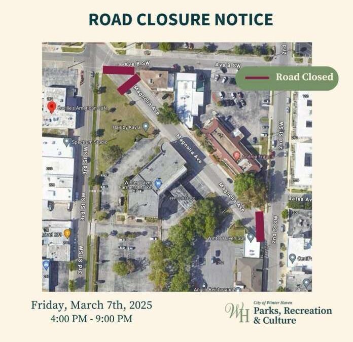 Road Closure Notice for Winter Haven Friday