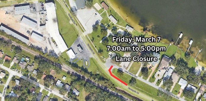 Lane Closure Notice for Auburndale Friday